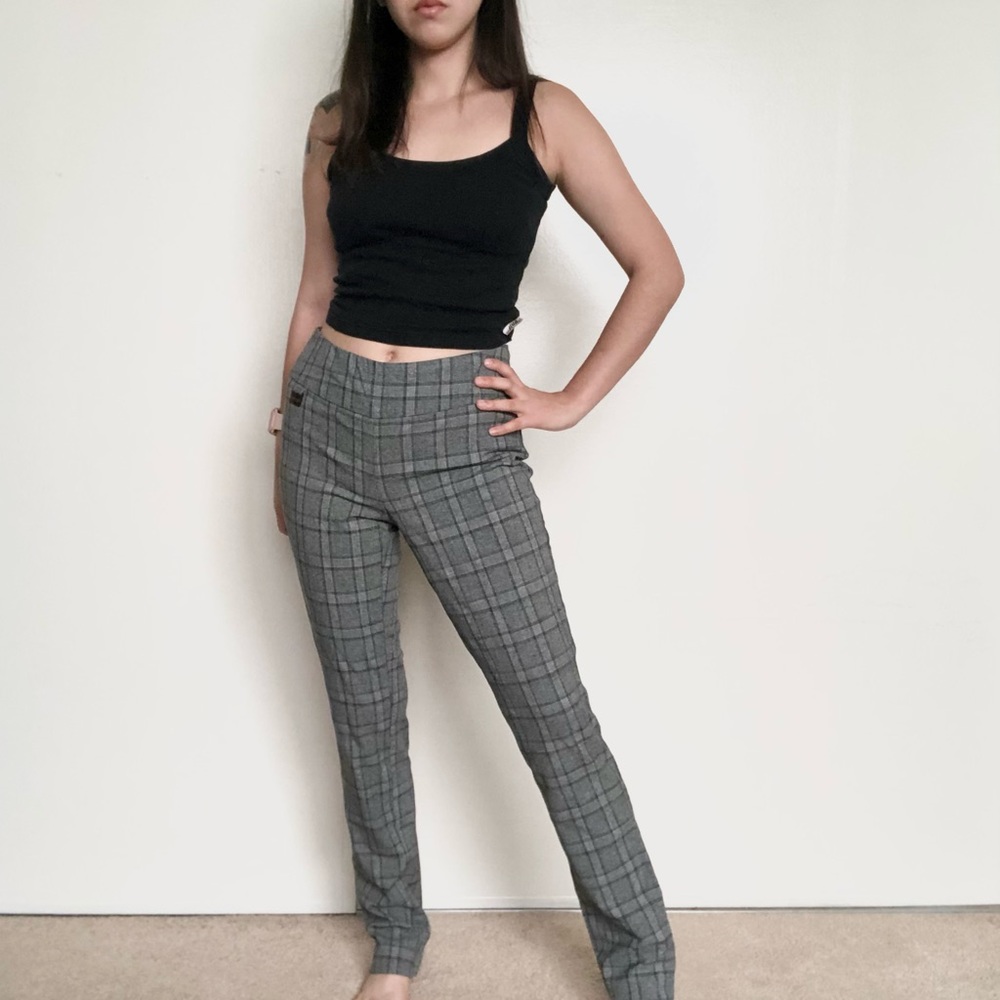 Lisette L Montreal Grey Plaid Pants